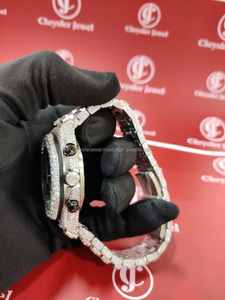 Montre-bracelet mécanique de luxe pour hommes de haute qualité VVS Moissanite diamant clouté mouvement automatique Style Hip Hop en acier inoxydable - Product Image 4