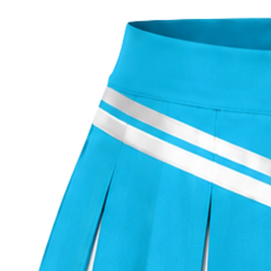 Jupe de cheerleading plissée bleu turquoise avec bordure à rayures blanches, uniforme de performance athlétique pour femmes et filles - Product Image 3