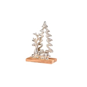 Silver Metal Handicraft <b>Christmas</b> <b>Tree</b> Sculpture With Wooden Base Minimalist Holiday Tabletop Display Wholesale <b>Christmas</b> Sculpt - Product Image 2
