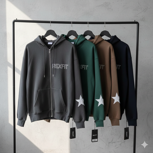 Sudadera con capucha y cremallera personalizada al por mayor, de alta calidad, 100% algodón, felpa francesa, con apliques de diamantes de imitación y bordados. - Product Image 5