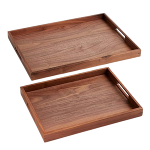 Ensemble de deux plateaux rectangulaires en bois pour légumes, fruits et fromages, plateau de service en bois de manguier fait à la main pour la cuisine, taille moyenne - Product Image 1