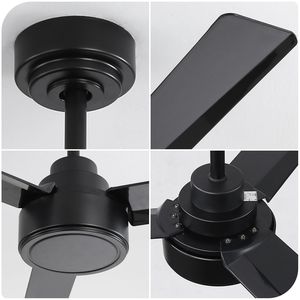 52-Inch Outdoor <b>Black</b> Farmhouse <b>Ceiling</b> <b>Fan</b> with 3 ABS Blades and Remote Control 6-Speed Reversible DC Motor - Product Image 2