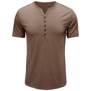 T-shirt à manches courtes pour homme, col en V, coupe classique, couleur unie, jersey de coton, vêtements décontractés, gris, vert, noir - Product Image 5