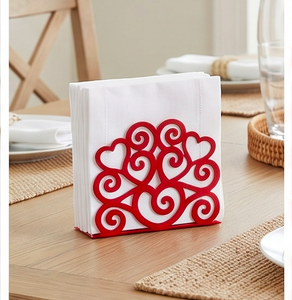 Porte-serviettes moderne en métal rouge au design chic, parfait pour la maison, la cuisine, la salle à manger et l'utilisation en restaurant - Product Image 3