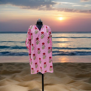 Robe d'été personnalisée pour femme, nouvelle mode, col en V, manches longues, longueur au sol, imprimé floral, naturel, écologique, doux, lavable - Product Image 3