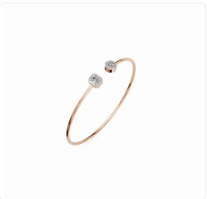 Classic Gold Minimalist Diamond <b>Bangle</b> <b>Bracelet</b> Women's Everyday Wear Round Brilliant Cut Natural Stone Pave Band <b>Bracelet</b> - Product Image 1