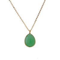Collier tendance en pierres précieuses naturelles sculptées à la main, forme goutte d'eau 12x15mm, chaîne en laiton plaqué or 18 carats, bijoux en laiton