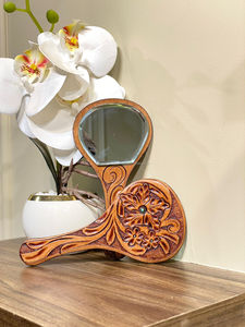 Best Seller 2024 Espejos de mesa de maquillaje de cuero en relieve hechos a mano New Western Rodeo Elegante dama de honor Regalos especiales - Product Image 3