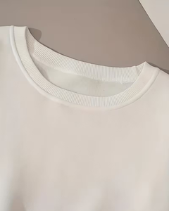 Women's Crew Neck Fleece Sweatshirt Eco-Friendly Casual Solid Color Knitted Cotton Winter Wear Unlined Plain Dyed Long Sleeve - Product Image 3