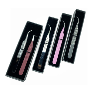 Pince à épiler pour cils en acier inoxydable, anti-statique, de précision, durable, à pointe en fibre, en forme de L à 45 et 90 degrés, multicolore, marque privée - Product Image 1