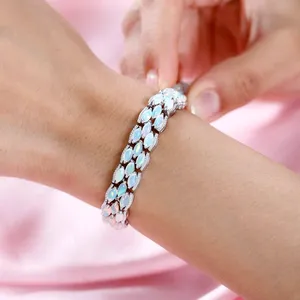 กำไลข้อมือโอปอลชุบเงินสำหรับผู้หญิง ดีไซน์คลาสสิกแบบโซ่เชื่อมต่อ ของขวัญเครื่องประดับ ตัวเรือนโลหะผสม กำไลแฟชั่น - Product Image 2