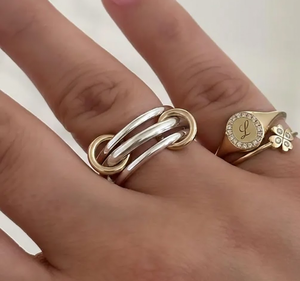 Bagues personnalisées en or massif 14 carats avec diamant de laboratoire, bague initiale gravée, bague monogramme, cadeau pour maman - Product Image 5