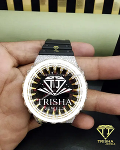 Exclusive Spiked Bezel VVS Moissanite <b>Diamond</b> <b>Watch</b> 925 Sterling Silver Jewelry Collection - Product Image 5