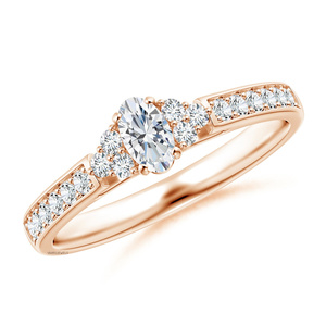 Bague de fiançailles et de mariage solitaire en diamant de laboratoire taille ovale certifié IGI, avec bande pavée torsadée en or 10K 14K 18K et argent 925 935 - Product Image 2