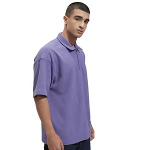 Coton éponge d'été personnalisé pour hommes pour t-shirt décontracté à manches courtes 1/4 fermeture éclair séchage rapide écologique conception vierge motif solide cou - Product Image 3