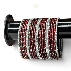 Wholesale Kids Mehroon Wine <b>Red</b> Stainless Steel Bangles Set for Girls Fancy Party Wear Indian Fashion Jewelry Manufacturer - Product Image 1