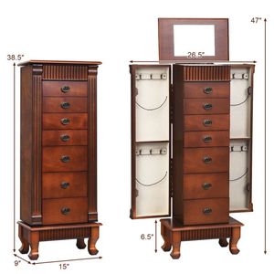 Porta a battente in legno gioielli armadio con cassetti organizzatori per la conservazione e la visualizzazione - Product Image 5