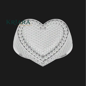 Bague en diamant taille cœur pour femme, or blanc, diamant de laboratoire, bijou de fiançailles romantique - Product Image 1