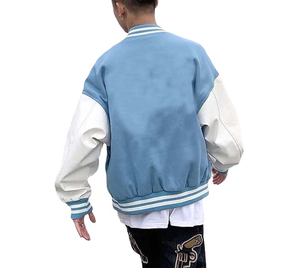 Veste universitaire en laine légère et respirante pour hommes personnalisée hiver style rue principale avec broderie en chenille et manches en cuir - Product Image 3