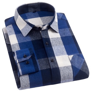 Custom Logo Factory Wholesale Comfortable 100% Cotton Long Sleeve Casual Men <b>Plaid</b> Flannel <b>Shirt</b> - Product Image 2
