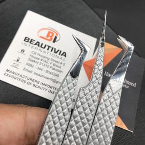 Pince à épiler en acier durable Silver Sparkle Glitter Diamond Grip Extension de cils Pointe pointue Personnalisable Marque privée - Product Image 6