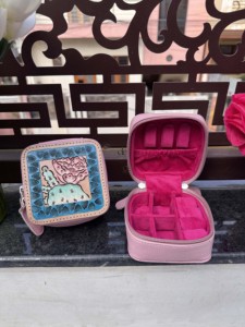 Étui compact en cuir véritable personnalisé pour bijoux, fait main, couleur rose, léger, style vintage, pour accessoires - Product Image 6