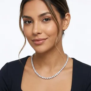 Collier tennis audacieux pour femme en or plaqué, avec diamants de laboratoire brillants, style hip-hop, certifié IGI - Product Image 3