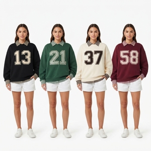 Premium Quality Women's Oversized Green <b>Sweatshirt</b> With Red Striped 88 Print Crew Neck <b>Long</b> Sleeve Autumn Casual Wear - Product Image 6