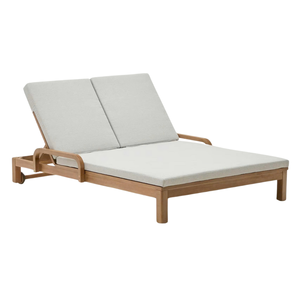 Modern Sun Lounger Polyester Cushion Waterproof Portable Outdoor Recliner Minimalist Design Tapered Legs Solid Back - Product Image 2