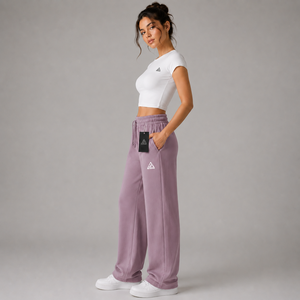 Pantalons de survêtement à taille haute, coupe droite, personnalisés OEM/ODM, avec logo imprimé sur mesure, respirants, pour femmes. - Product Image 4