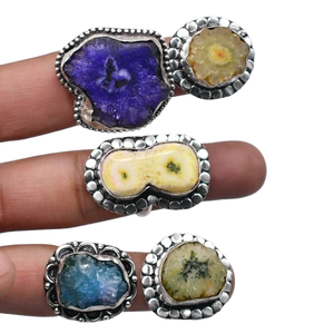 Lot de 50 bagues solaires en quartz, plaquées argent 925, avec pierres précieuses, pour femmes, bijoux fantaisie, lot mixte en gros - Product Image 4