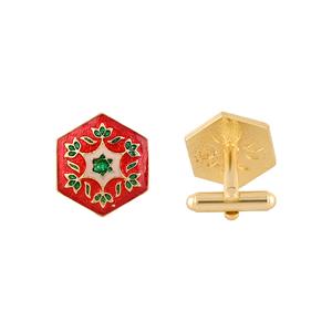 Sanctuary of Jewels Luxury Gold Plated Red Green Enamel Hexagon Cufflinks Men Formal Shirt <b>Accessories</b> <b>Wedding</b> Business Gift - Product Image 3