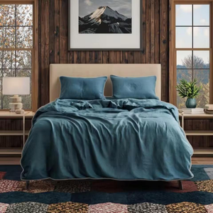 High Plain Hotel Bedding Linen Duvet Cover Set 5 Pcs 1 Duvet Cover 1 <b>Flat</b> 1 Fitted Sheet 2 <b>Pillow</b> Cases 100% Linen 100TC Thread - Product Image 4
