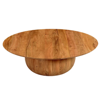 Table basse ronde en bois d'acacia massif, style vintage, pour hôtel, bureau extérieur ou salon, mobilier de style mid-century.