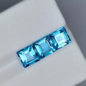Natural Blue Topaz 3Pcs Asscher Cut Loose Gemstone Sky Blue Faceted Stone IGI Certified <b>Light</b> for Jewelry Making Wholesale - Product Image 6