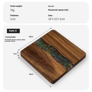 Stylish European Classic Dining Kitchen Christmas Coaster <b>Set</b> High Solid Wood Spliced Resin Eco-Friendly Tea Mat <b>Square</b> Placemat - Product Image 5