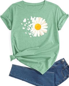 T-shirt imprimé graphique tendance pour femmes, t-shirt décontracté à la mode, haut en coton doux et respirant, vêtements légers pour femmes, collection d'été - Product Image 1