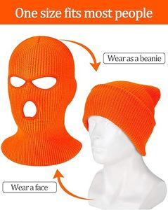 Unisex Orange Knit <b>Balaclava</b> Mask <b>Full</b> <b>Face</b> Cover Outdoor Adult Headwear Character Style 56-58CM - Product Image 5