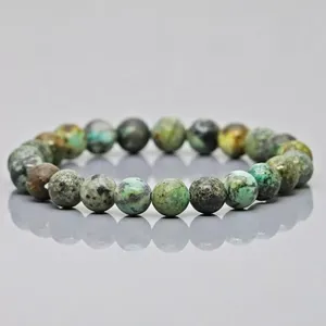 Natural African Turquoise 8mm Smooth Round AA Grade <b>Gemstone</b> Beads Stretch <b>Bracelet</b> Healing Jewelry Wholesale - Product Image 1