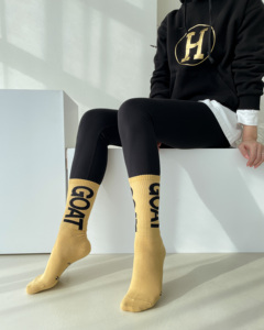 Chaussettes GOAT pour femmes, mélange de coton, respirantes, pour usage quotidien, style classique, imprimé lettres, chaussettes tricotées, toutes saisons - Product Image 6