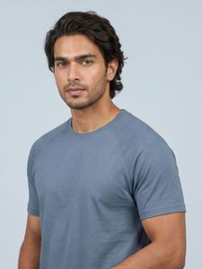 T-shirt classique pour homme, bleu, col rond, manches courtes, coupe classique, décontracté, en coton, pour tous les jours, la gym, les voyages et les sorties - Product Image 3