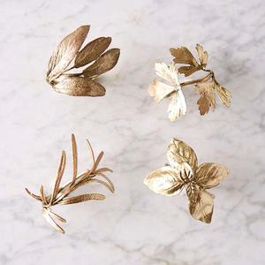 Royal Stainless Steel Gold Plated Napkin <b>Ring</b> Set Unique Modern Plant Design Luxury Flatware for Restaurant Wedding Home Use - Product Image 1