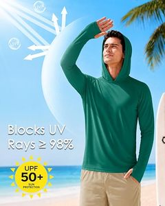 เสื้อเชิ้ตแขนยาวมีฮู้ดสีเขียวสำหรับผู้ชาย แห้งเร็ว ทรงเข้ารูป สวมใส่สบาย - Product Image 3