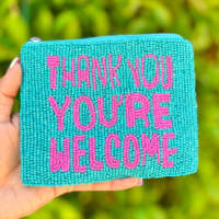 Dompet Koin Lucu Buatan Tangan dengan Bordir Kata-Kata Mengherankan, Dompet Resleting Manik-Manik Custom, Kantong Pernyataan, Ide Hadiah Ramah Lingkungan