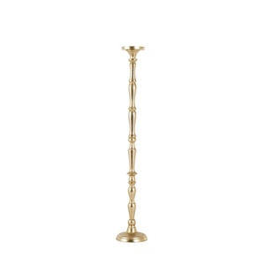 Elegant <b>Tall</b> Gold Pillar <b>Candle</b> Holder Featuring a Classic Spindle Style Stem Durable Metal With Refined Matte Gold Finish - Product Image 2