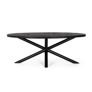 Table à manger pliante en bois de manguier massif, finition noire mate, style industriel, pour la maison, la cuisine, le restaurant, pieds araignée, durable, facile à nettoyer - Product Image 5