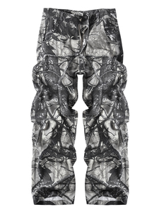 <b>Men's</b> Gray <b>Camo</b> <b>Cargo</b> <b>Pants</b> Casual Streetwear Lightweight Trousers With Pockets - Product Image 3