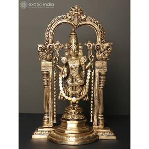 Ídolo de latón hecho a mano de pie Venkateshvara (Tirupati Balaji) Kirtimukha Arch Home Decor - Product Image 4