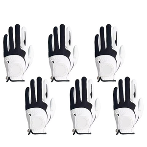 Guantes de golf para mano derecha, color negro, blanco, tela de microfibra antideslizante, guante deportivo unisex - Product Image 5