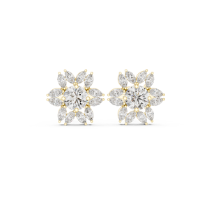 Boucles d'oreilles en diamant de laboratoire de 10 carats avec CZ en argent, taille ronde brillante - Product Image 3